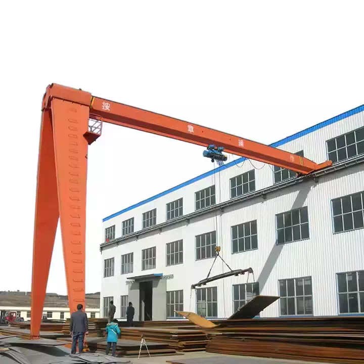 Workshop double girder semi portal crane for material handling