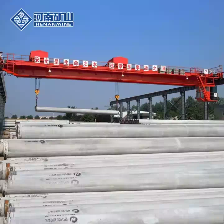 Double Girder Twin Hook Crane with 10-ton capacity and remote control