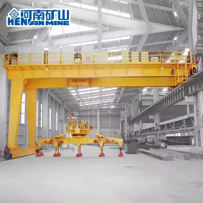Industrial double beam semi gantry crane with trolley system