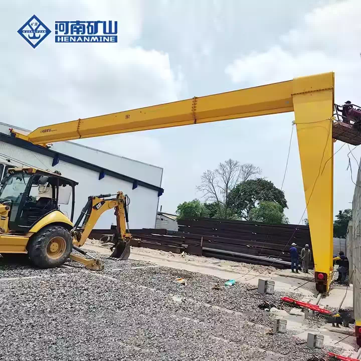 Semi gantry crane with double beam and electric hoist
